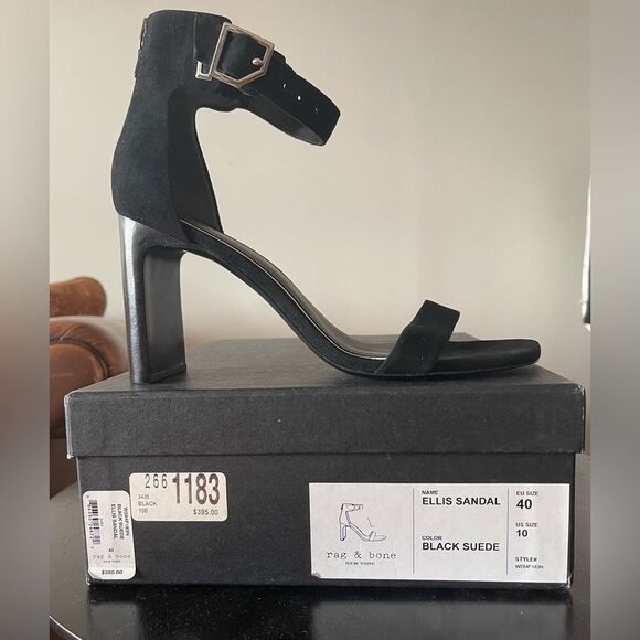 Rag & Bone Leather “Ellis” Sandal Black Size 10 New in Box - Picture 12 of 15